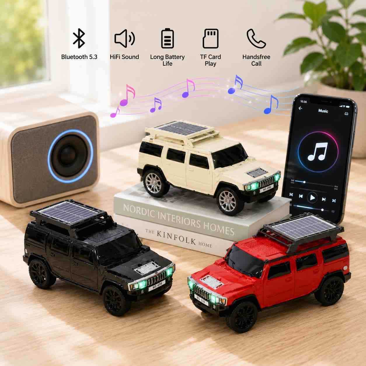 Mini Bluetooth zvučnik u obliku SUV automobila sa LED i solarnom pločom