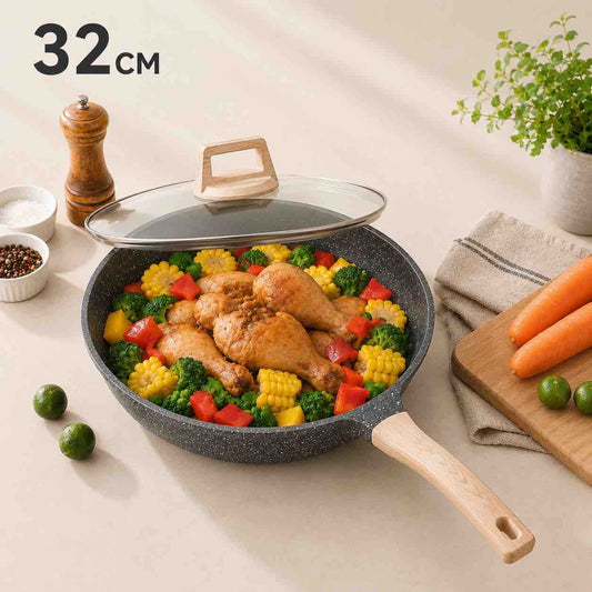 Tava/šerpa 32 cm sa poklopcem — duboka za prženje i dinstanje