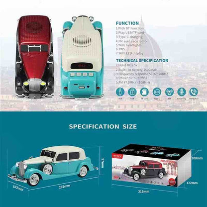 Retro auto zvučnik sa Bluetoothom i FM radiom (model WS‑1934)