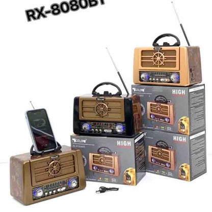 Retro prijenosni radio s Bluetoothom i držačem za mobilni