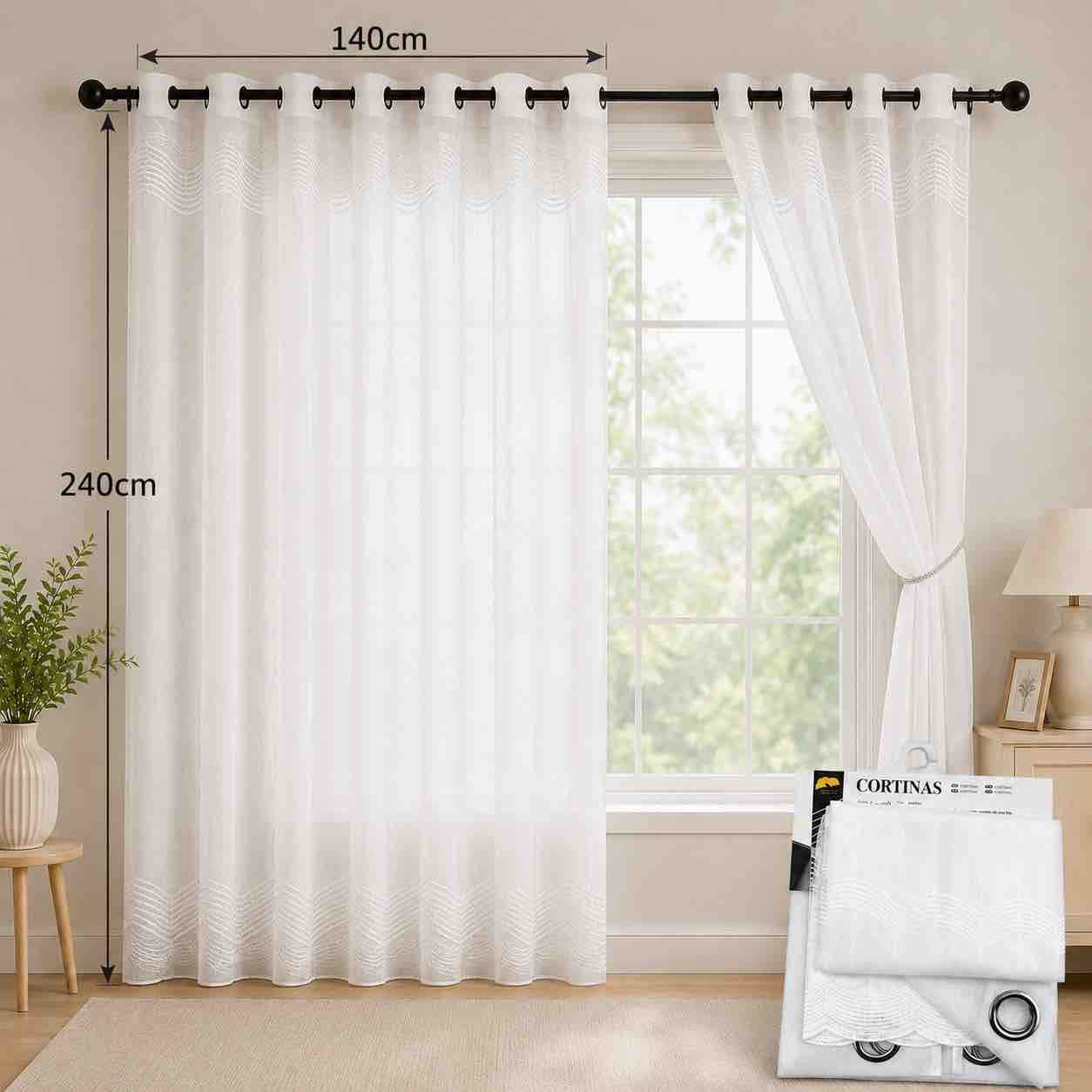 Lagane prozirne zavjese s okovima 140x240 cm