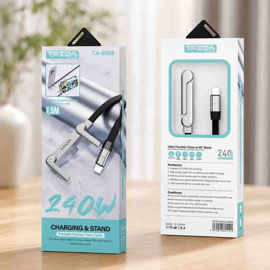 Sklopivi USB-C podatkovni i punjački kabel sa stalkom (1.5m, 240W)