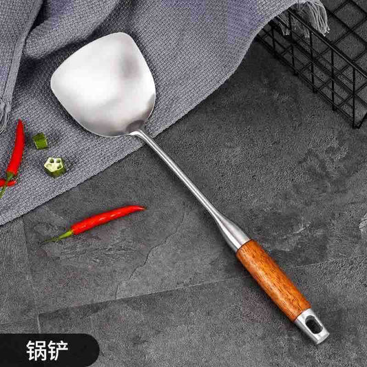 Metalna spatula/kljuška za wok s drvenom drškom