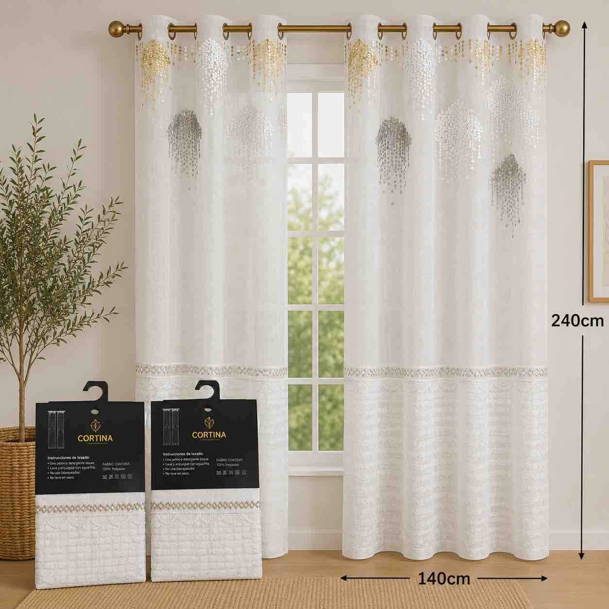 Prozirna dekorativna zavjesa (tila) 140x240 cm sa šljokicama