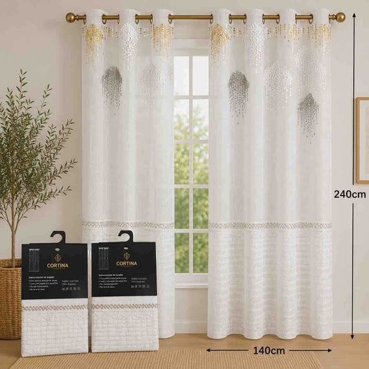 Prozirna dekorativna zavjesa (tila) 140x240 cm sa šljokicama