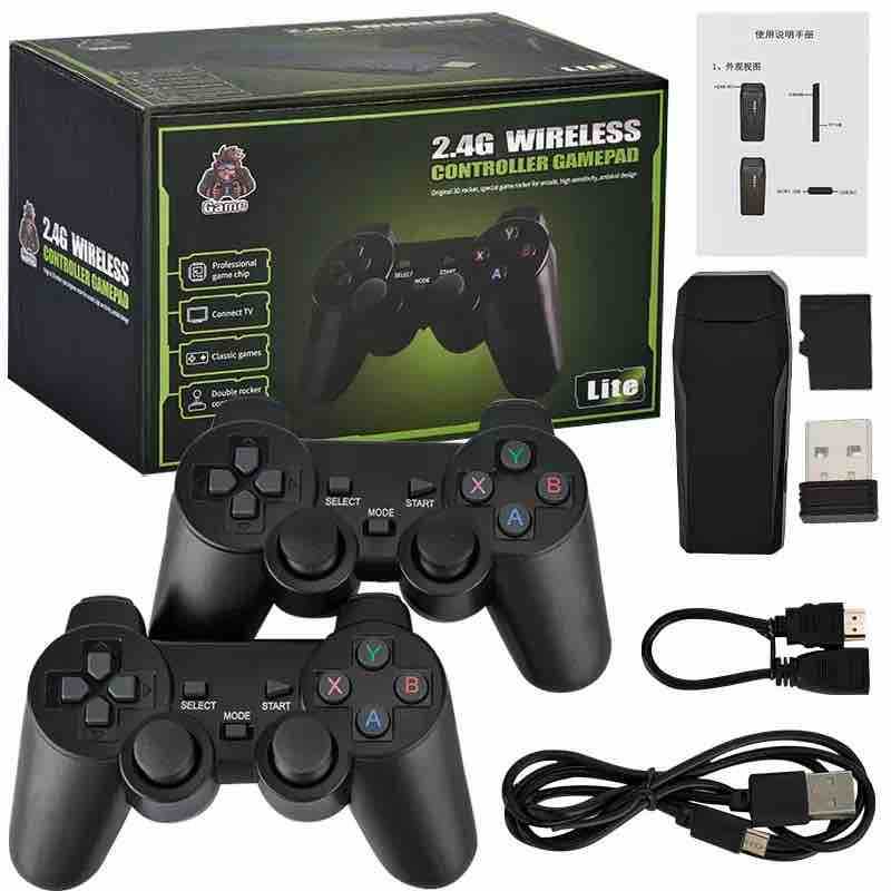 4K HDMI gaming stick 64GB sa bežičnim džojsticima — retro igre