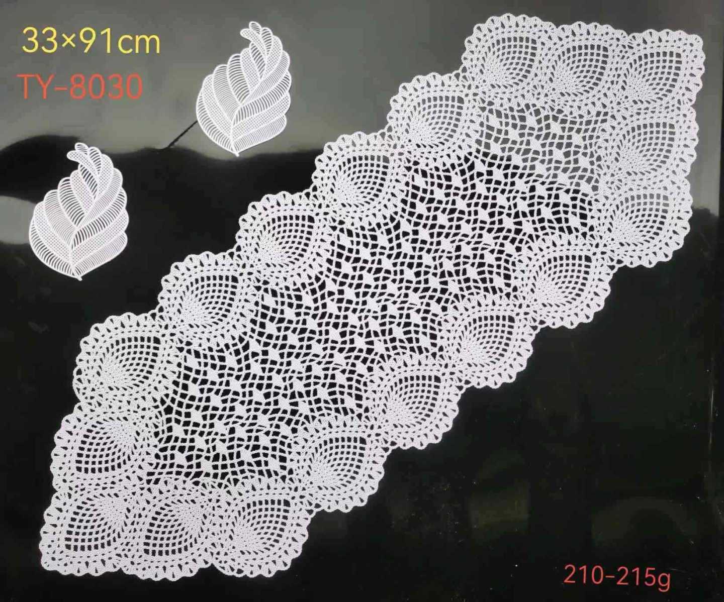 Čipkani stolni trkač 33x91 cm — dekorativni bijeli