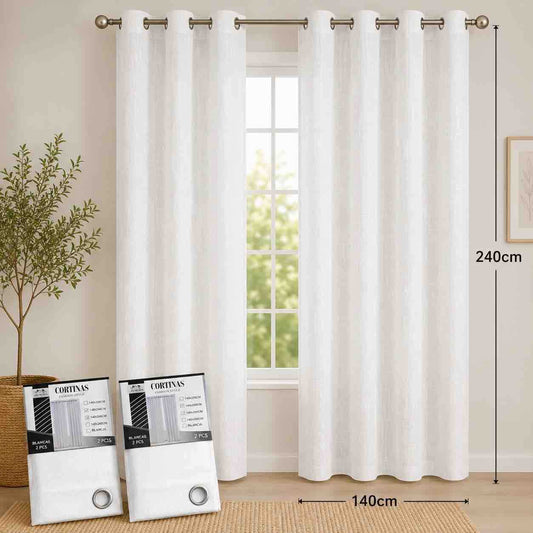 Bijela zavjesa sa ringlama 140x240 cm — set 2 kom