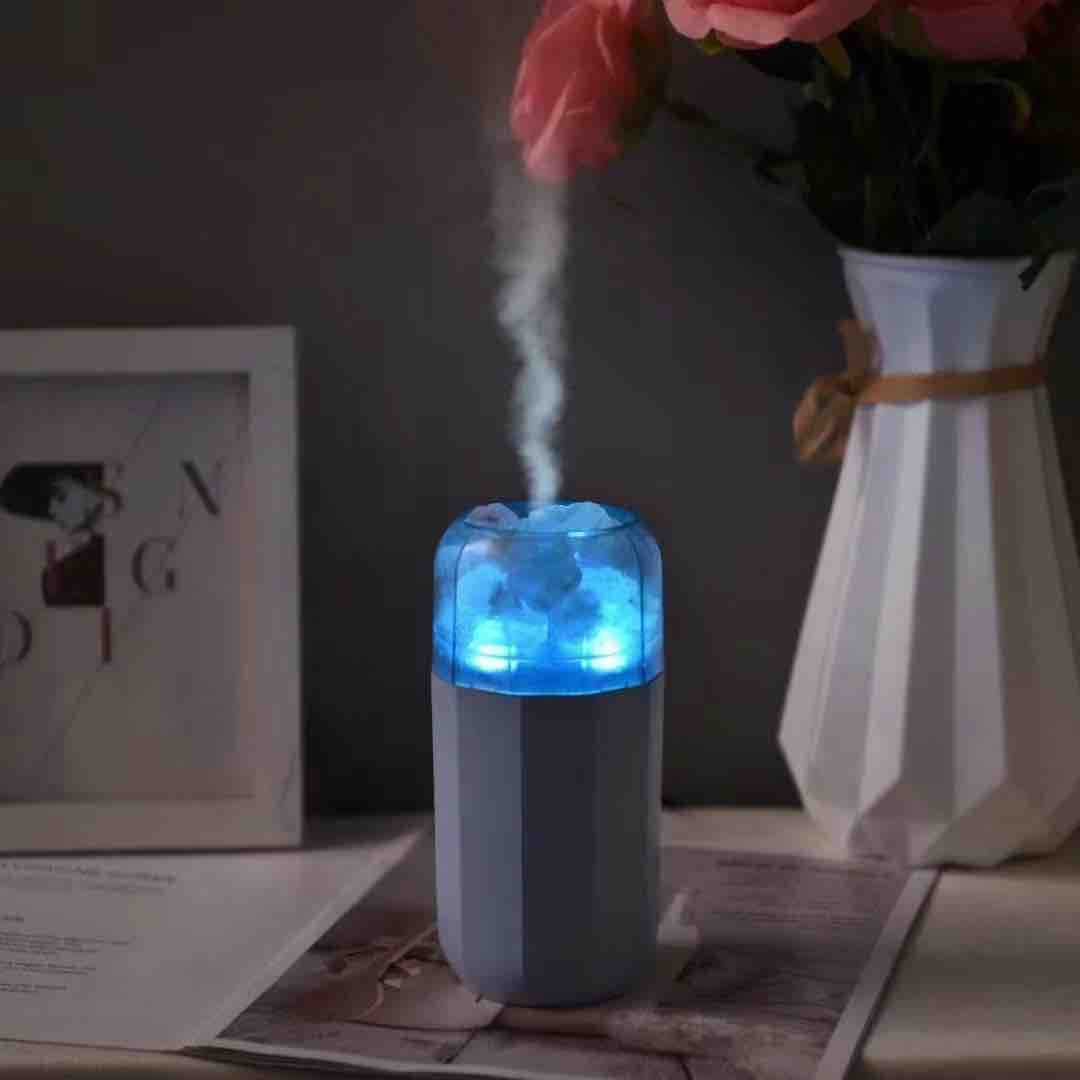 Mini USB difuzor / ovlaživač sa LED svjetlom i dekorativnim kamenčićima