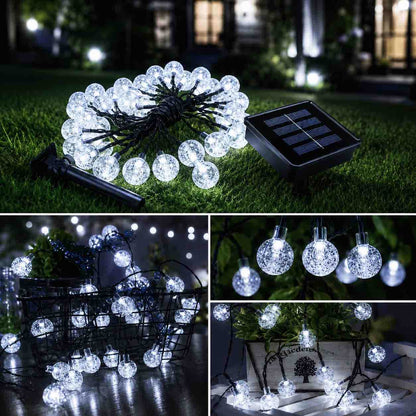 Solarna girlanda 40 LED kuglica, 8 m – bijelo svjetlo