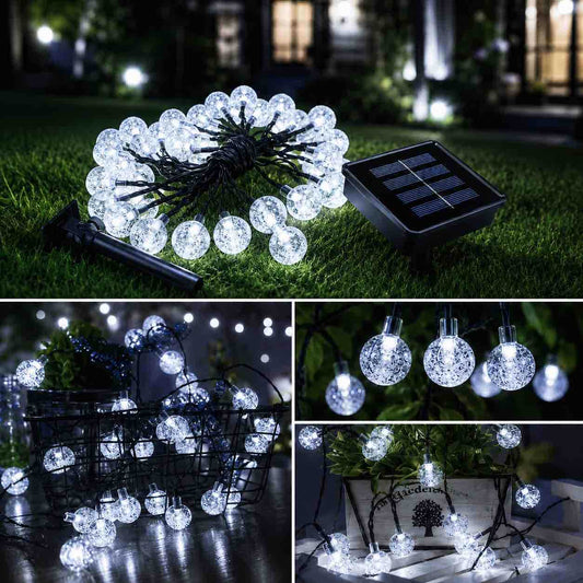 Solarna girlanda 40 LED kuglica, 8 m – bijelo svjetlo