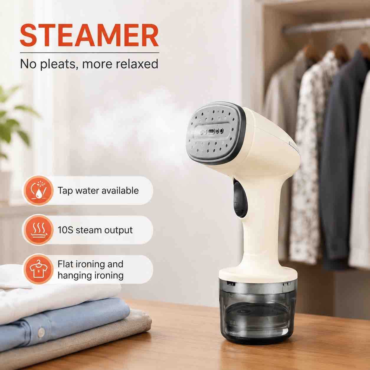 Ručni parni steamer za odjeću sa spremnikom za vodu