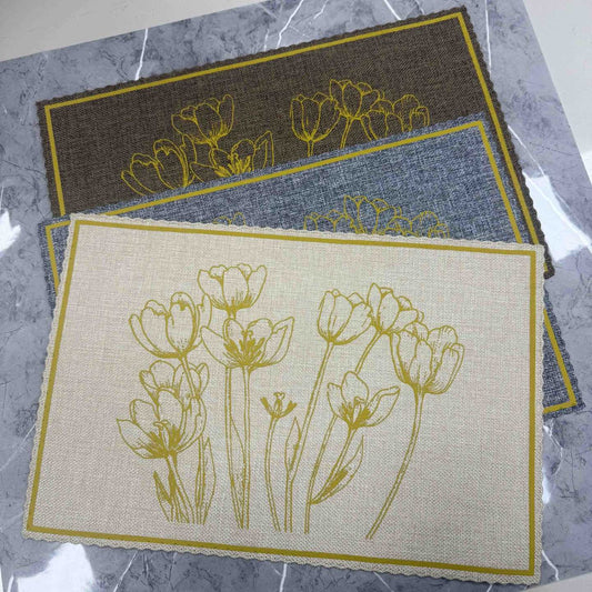 Set 12x stolnih podmetača 30x45 cm — cvjetni dezen, miks boja