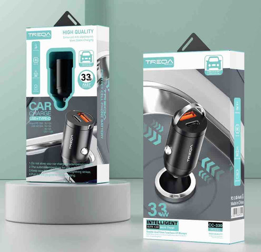 Auto punjač 33W s USB-C i USB-A priključkom, kompaktan