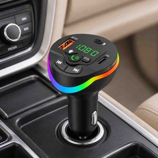 FM transmitter za auto s USB punjačem, Bluetooth i RGB svjetlom