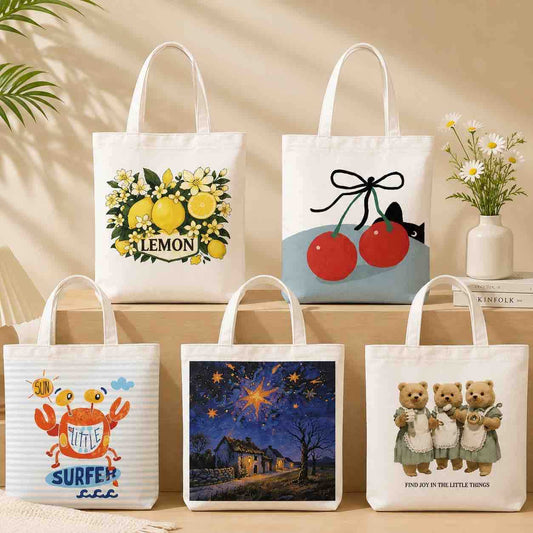 Platnene tote torbe s printom — mix (paket)