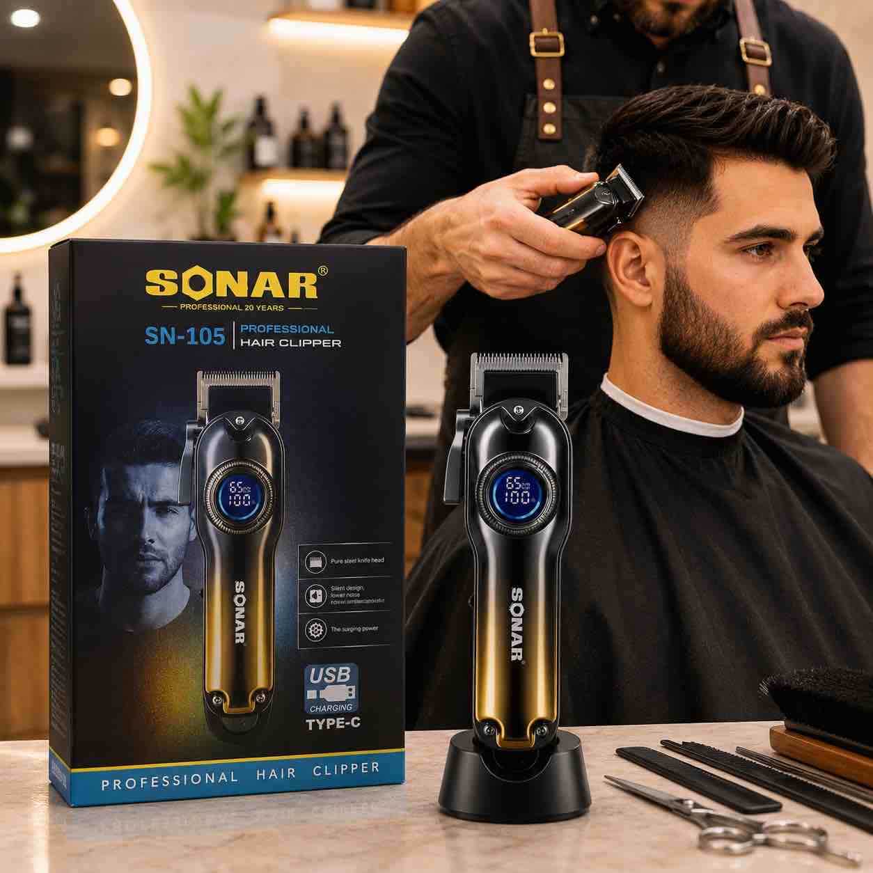 Bežični trimer za kosu SONAR SN-105 sa digitalnim ekranom i Type-C punjenjem