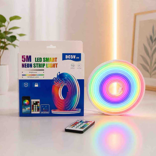 LED neonska traka 5m USB, 16 boja, daljinski/APP