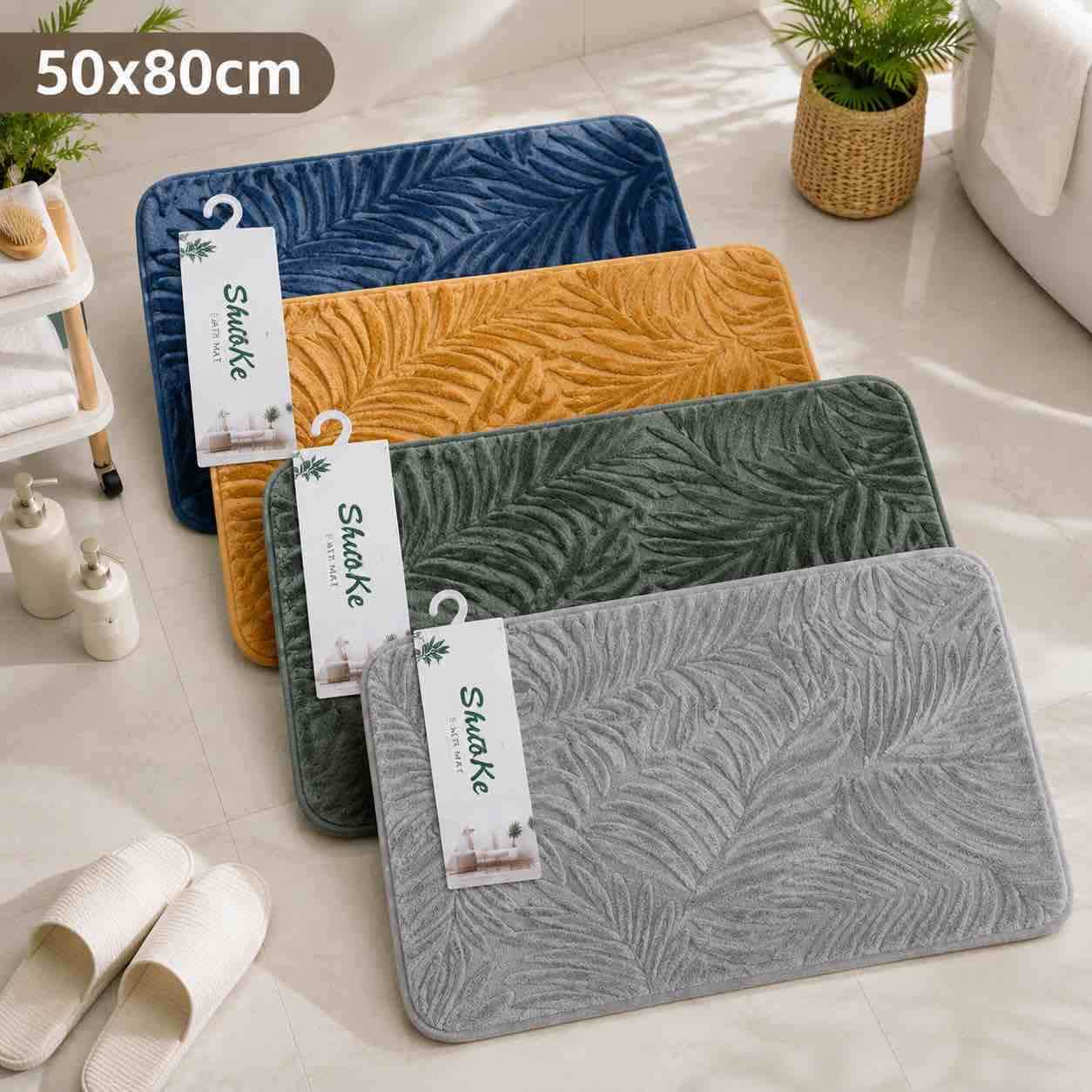 Antiklizna flanel prostirka za kupatilo 50x80 cm, reljefni listovi