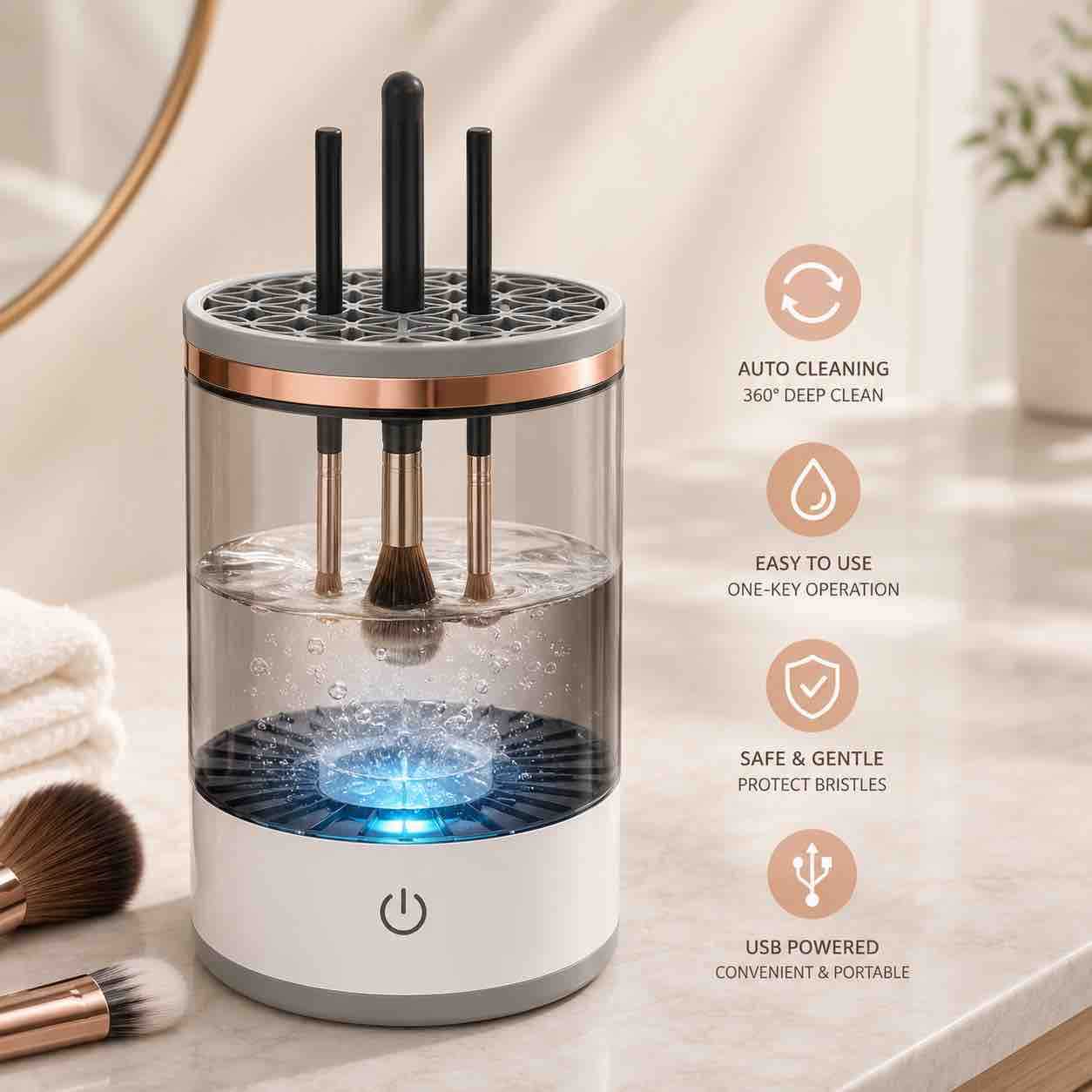 Električni čistač za šminkerske četkice (USB, automatski)