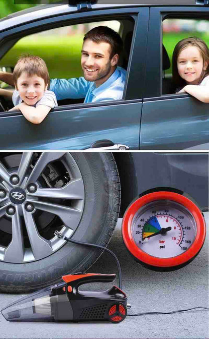 Prijenosni auto usisivač sa ugrađenim kompresorom i LED svjetlom