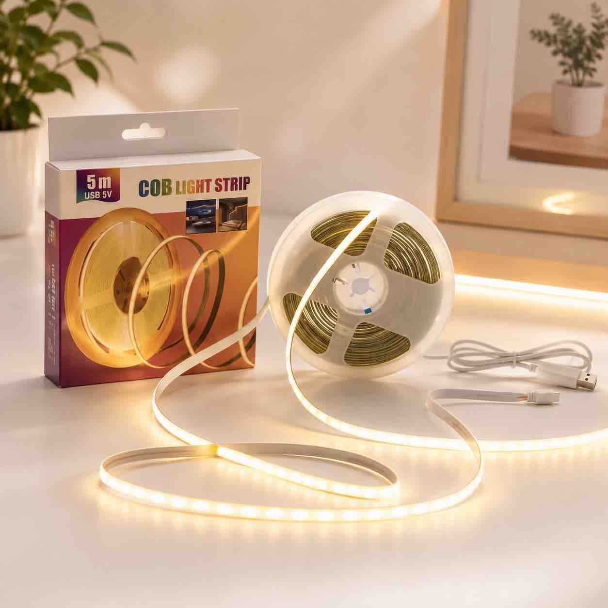 COB LED traka 5m USB (topla bijela)