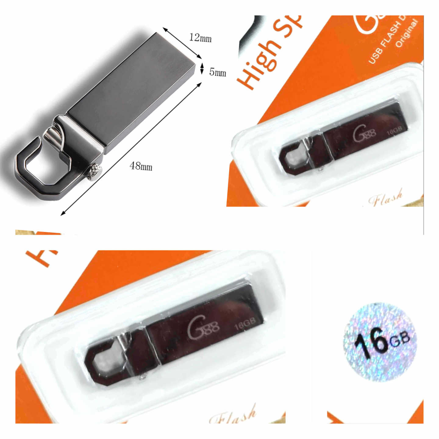 Metalni USB flash 16GB sa karabinom