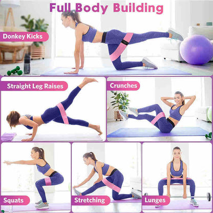 Set 3x tkanih hip resistance traka za vježbanje (lagana/srednja/teška)