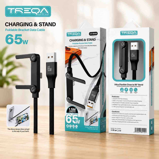 Sklopivi kabel za punjenje i stalak 65W, 1.5m (USB-A – USB-C)