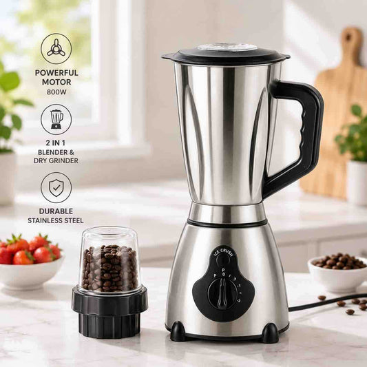 Stakleni/nerđajući blender 2L sa suhim mlinom (2 u 1), 800W