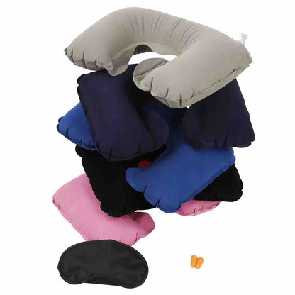 Putni set: napuhivi U-jastuk + maska za oči i pjenaste čepiće