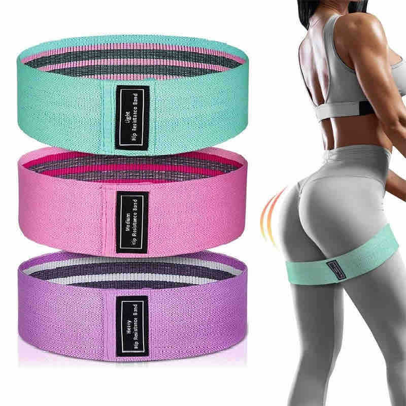 Set 3x tkanih hip resistance traka za vježbanje (lagana/srednja/teška)