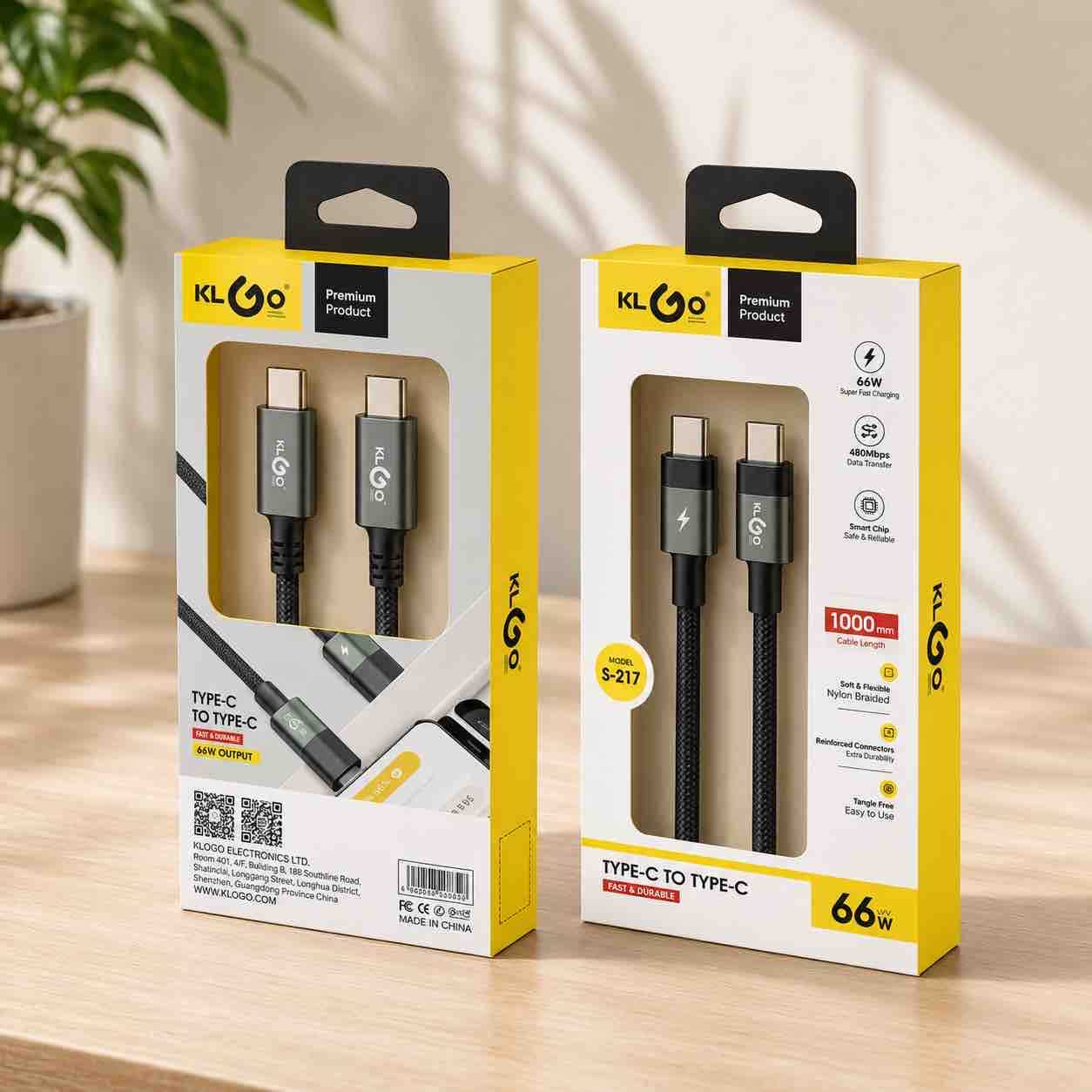 USB-C na USB-C pleteni kabl 1m, podrška do 66W i 480Mbps