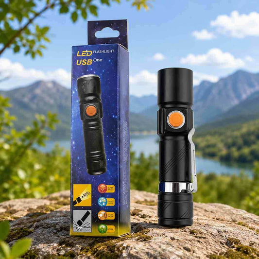 USB punjiva mini LED baterijska lampa sa kopčom