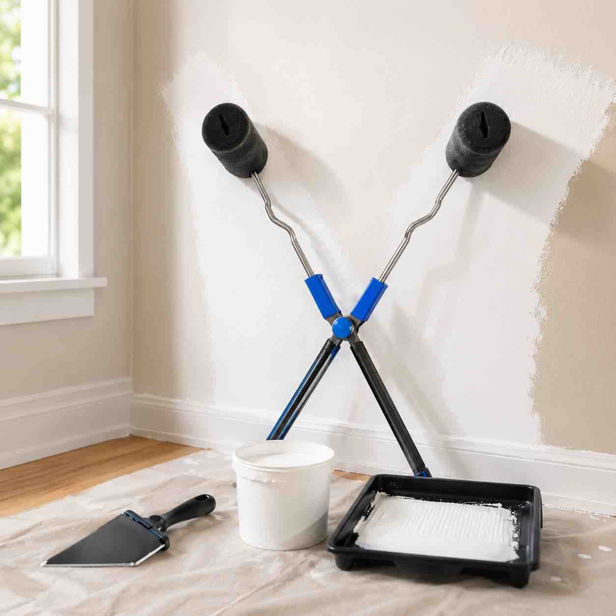 Dupli rol-veler za zidove i plafone s postoljem – komplet za brzo farbanje