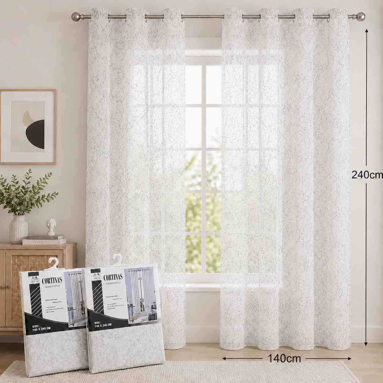 Bijela prozirna zavjesa sa ringlama 140 x 240 cm