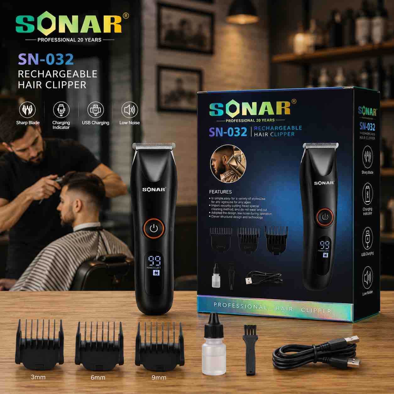 SONAR SN-032 bežični trimer za kosu (punjivi)
