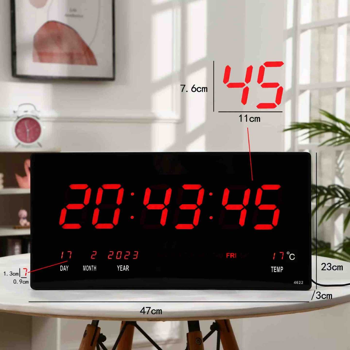 Veliki digitalni LED sat sa datumom i termometrom (47 cm)