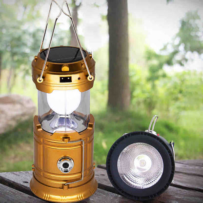 Sklopiva LED kamp lampa s panelom i USB punjenjem