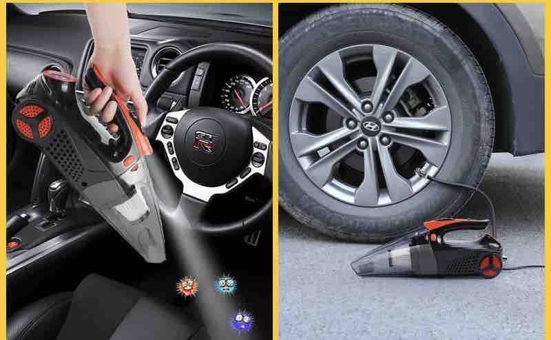 Prijenosni auto usisivač sa ugrađenim kompresorom i LED svjetlom