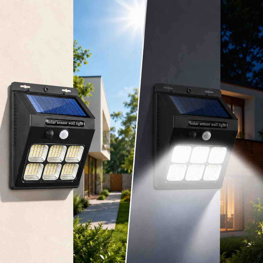 Solarna zidna lampa sa senzorom pokreta i 6 LED panela