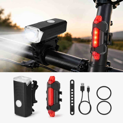 Set LED svjetala za bicikl (prednje + zadnje) sa USB punjenjem i montažama