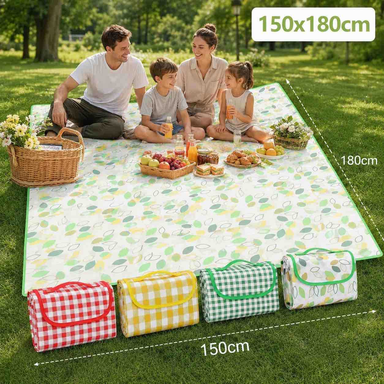 Piknik podloga 150 x 180 cm — sklopiva podloga za plažu i travu