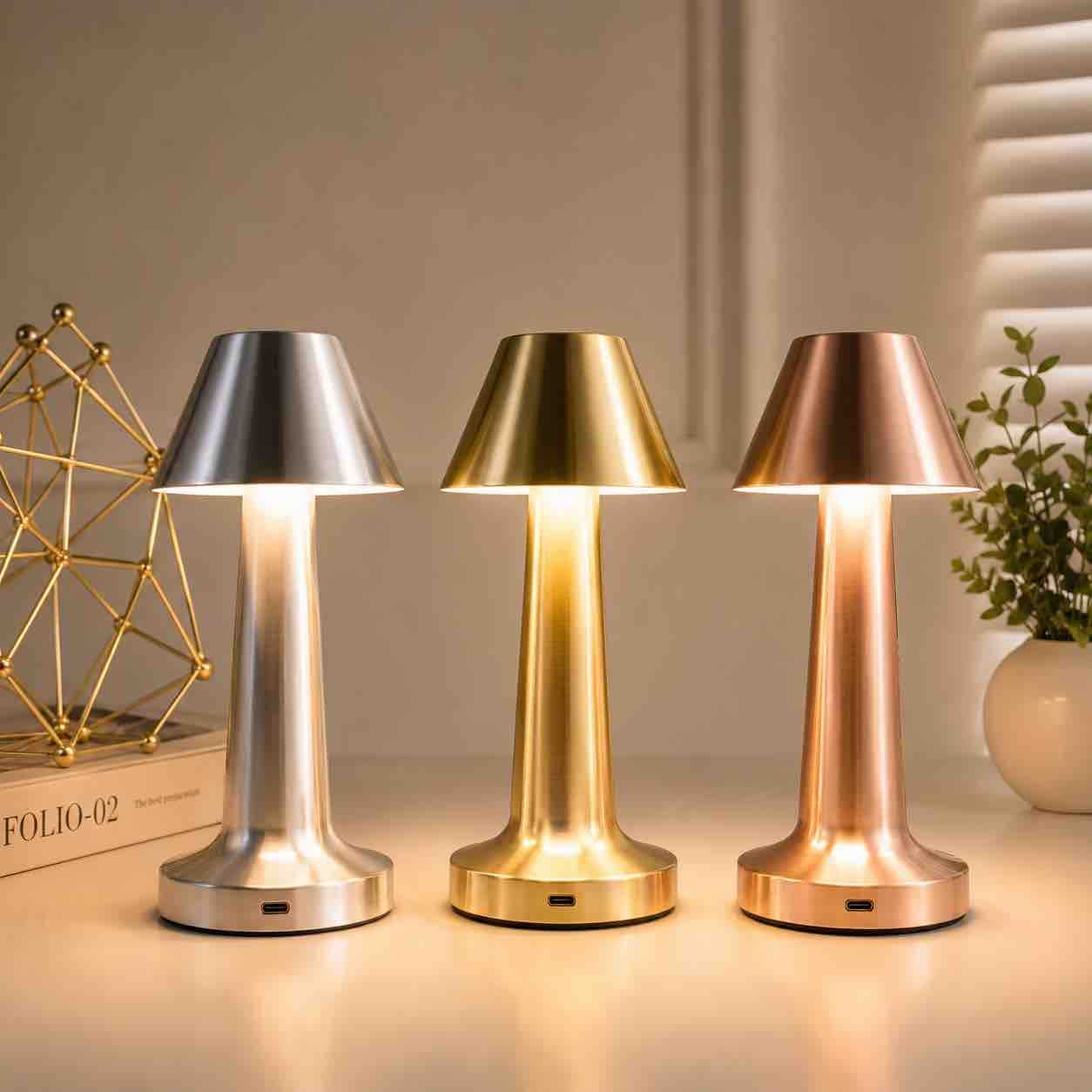 Metalna punjiva LED stolna lampa - dekorativni dizajn