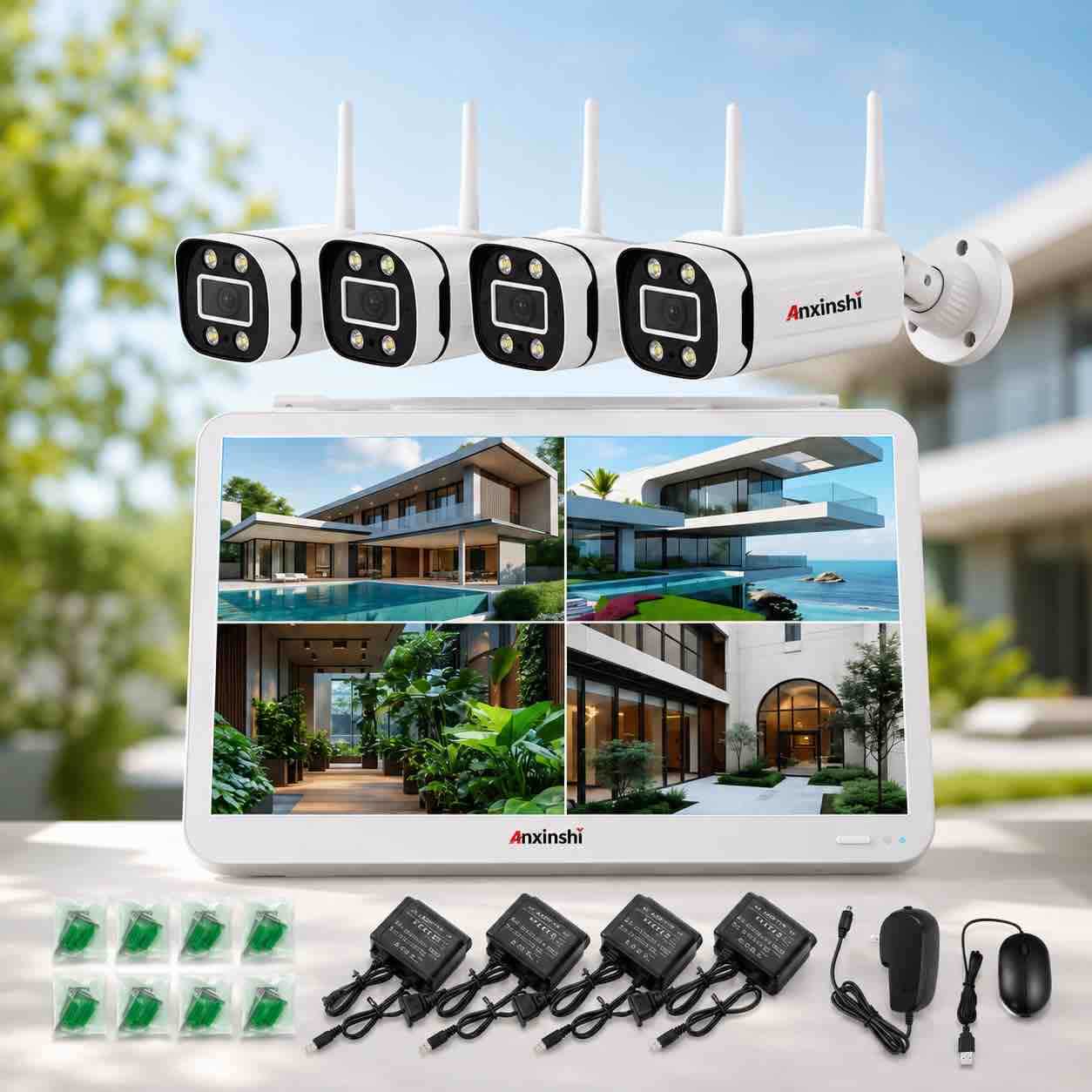 WiFi nadzorni komplet 4 kamere + monitor/NVR sa 1TB memorije