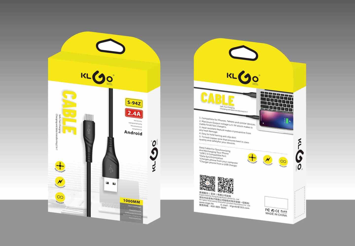 Micro USB kabl za Android 1m, 2.4A za punjenje i prijenos podataka