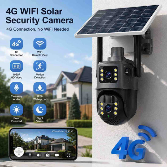 4G solarna vanjska sigurnosna kamera sa solarnim panelom i PTZ funkcijom