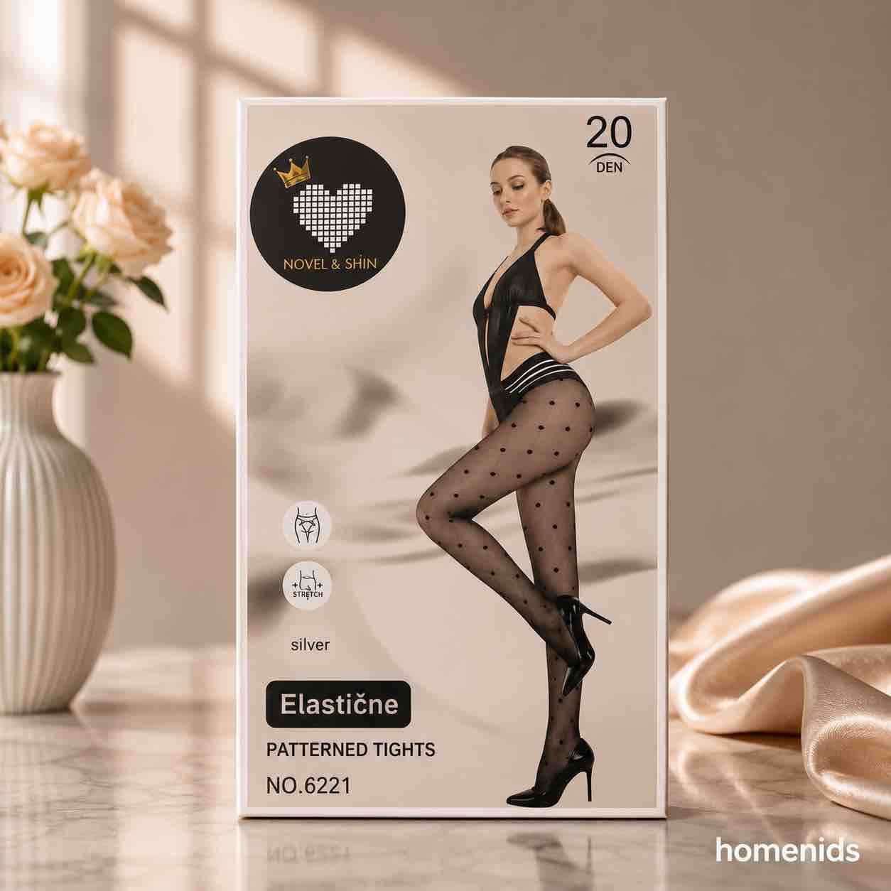 Ženske elastične hulahopke s tačkicama, paket 6 pari
