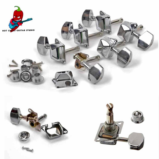 Set ključeva (machine heads) za gitaru, 6 komada, krom