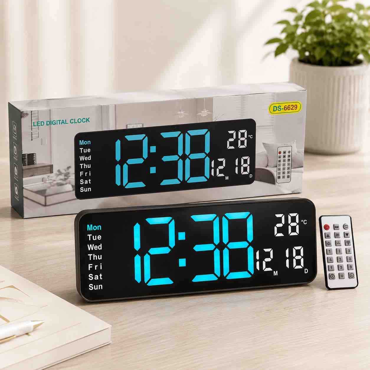 LED digitalni zidni/stoni sat 32x11 cm sa velikim prikazom i daljinskim upravljačem